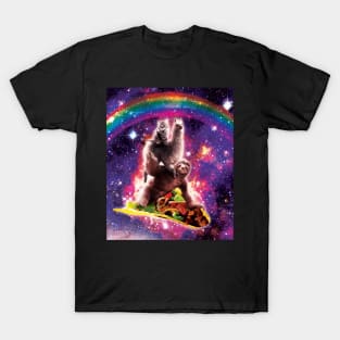 Space Cat Llama Sloth Riding Taco T-Shirt